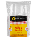 Kit Pote-Tampa Copobras 140ml embalagem com 25 unidades