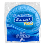 Prato Descartavel Bompack Azul 15cm embalagem com 10 unidades