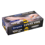 Luva Vinil Bompack com Po tamanho GG pacote com 100 unidades