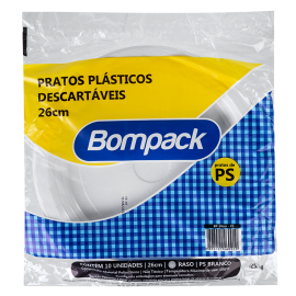 Prato Descartavel Bompack 26cm embalagem com 10 unidades (BP-26)