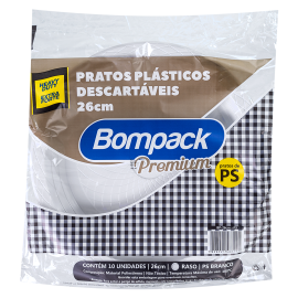 Prato Descartavel Bompack Premium 26cm embalagem com 10 unidades (BP-26)