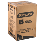 Multipanos Bompack Limpeza Leve Azul 30x50cm pacote com 5 unidades