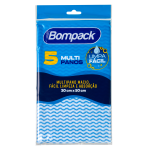 Multipanos Bompack Limpeza Leve Azul 30x50cm pacote com 5 unidades