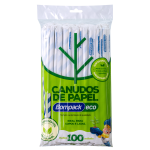 Canudo de Papel Bompack Sache Branco, Azul 6mm 19,7cm embalagem com 100 unidades