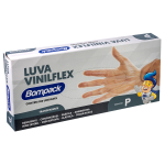 Luva Vinilflex Bompack sem Po Transparente tamanho P caixa com 100 unidades