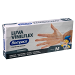 Luva Vinilflex Bompack sem Po Transparente tamanho M caixa com 100 unidades