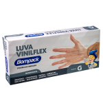 Luva Vinilflex Bompack sem Po Transparente tamanho G caixa com 100 unidades