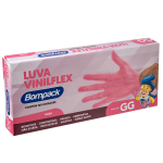 Luva Vinilflex Bompack sem Po Rosa tamanho GG caixa com 100 unidades