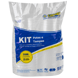 Kit Pote-Tampa PP Copozan 250ml embalagem com 50 unidades