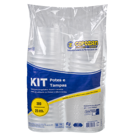 Kit Pote-Tampa PP Copozan 380ml embalagem com 50 unidades