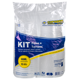 Kit Pote-Tampa PP Copozan 250ml embalagem com 50 unidades