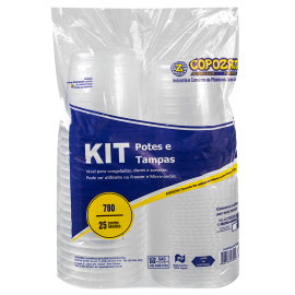 Kit Pote-Tampa PP Copozan 780ml embalagem com 50 unidades