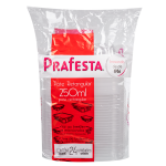 Pote Retangular Prafesta 250ml com tampa embalagem com 24 unidades