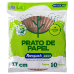 Prato de Papel Bompack ECO 17cm embalagem com 10 unidades