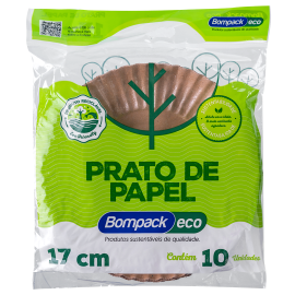 Prato de Papel Bompack ECO 17cm embalagem com 10 unidades