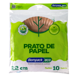 Prato de Papel Bompack ECO 22cm embalagem com 10 unidades