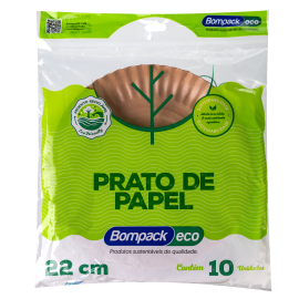 Prato de Papel Bompack ECO 22cm embalagem com 10 unidades