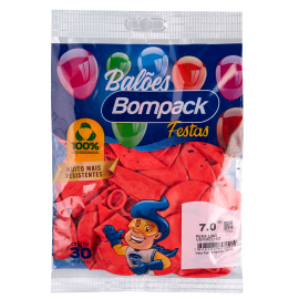 Balao Liso N7 Bompack Vermelho embalagem com 30 unidades
