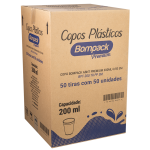 Copo Descartavel ABNT Bompack Premium 200ml embalagem com 50 unidades SM (BPT-200 TR PP SM)